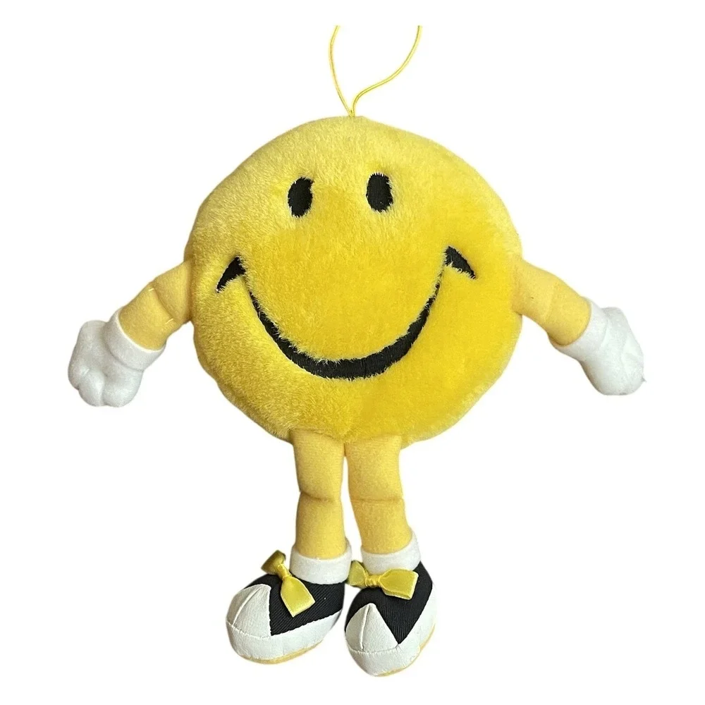 Vtv Smiley Face‎ Plush Stuffed Toy With Arms & Legs Yellow Hanging Anthromorphic